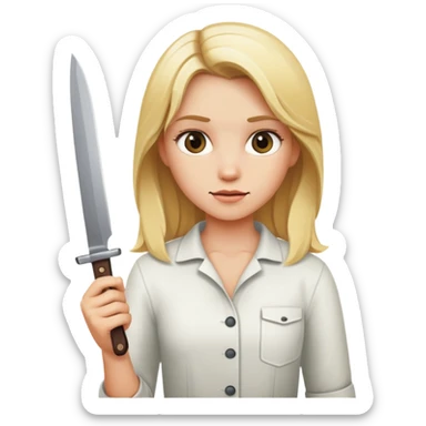 Blonde girl with a knife  sticker