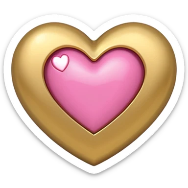 gold heart with one mini pink heart inside of it  sticker