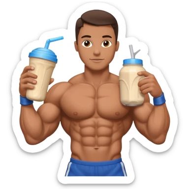 bodybuilder holding protein shake sticker