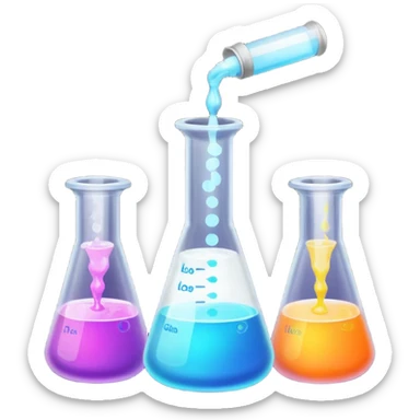 hi-lighters uv light glowibg formula in beaker/ test tube and baking soda in lab sticker