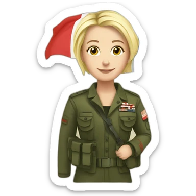 Marine Lepen with french flag sticker