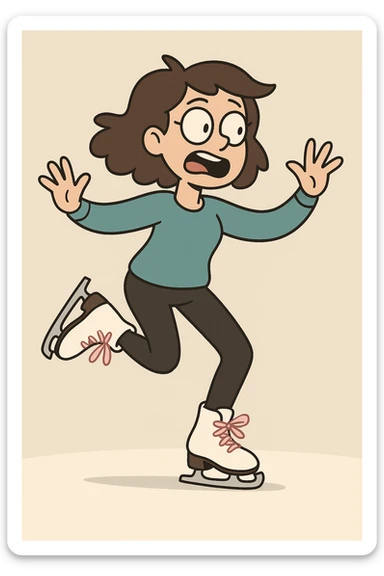 white ice skates with pink ribbon tied, minimal, flat design sticker