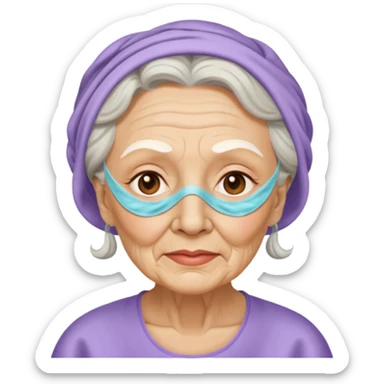 old lady  with beauty mask  sticker