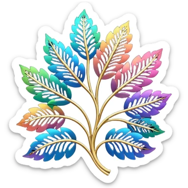 dark rainbow filigree design, leaf shapes, flower shapes, nature shapes sticker