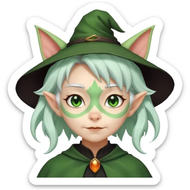 Goblin girl witch white hair, and cats ears 
 sticker