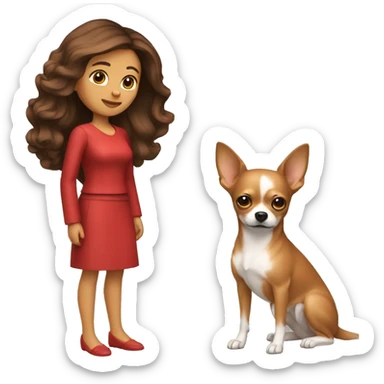 mujer con pelo muy largo rojo y su perro Chihuahua sticker