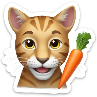 Big cat holding a carrot sticker