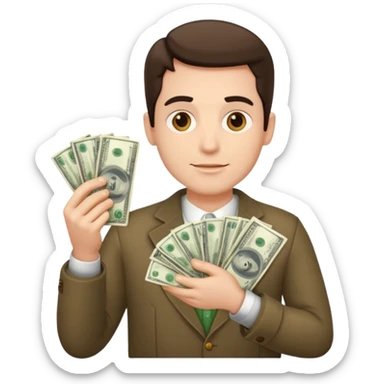 An American man with money in his hands sticker