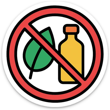 colorful icon representing 'sans conservateur', with a crossed leaf or crossed bottle, no text sticker