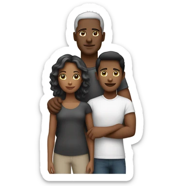 Família mulher negra homem branco com 2 filhos sticker