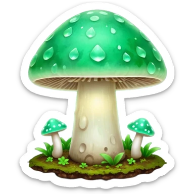jade glowing magic mushroom with dirt sticker