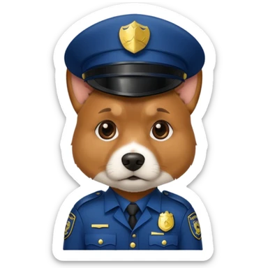 A dog dressed as a police officer, looking serious and observant sticker