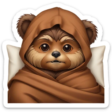 Ewok lying down in bed sticker