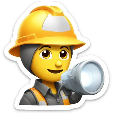 flashlight character with hard hat one  sticker
