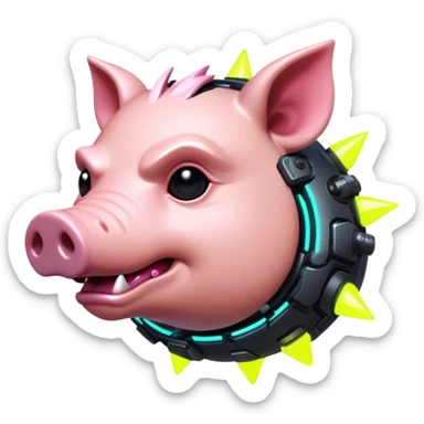 cyberpunk hog with neon sticker