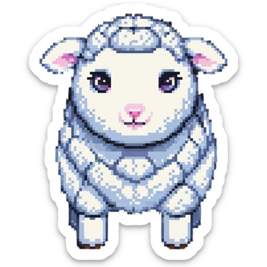 simple chubby lamb pixel art sticker