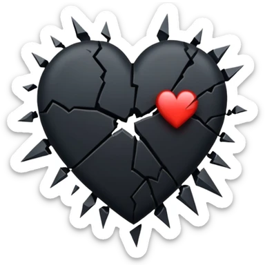 A black broken heart sticker