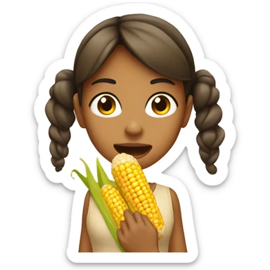 Tan girl with corn in mouth  sticker