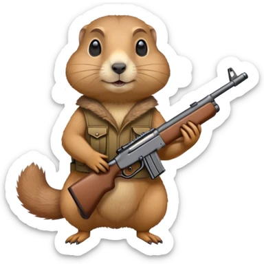 small prairie dog holding a rifle sticker