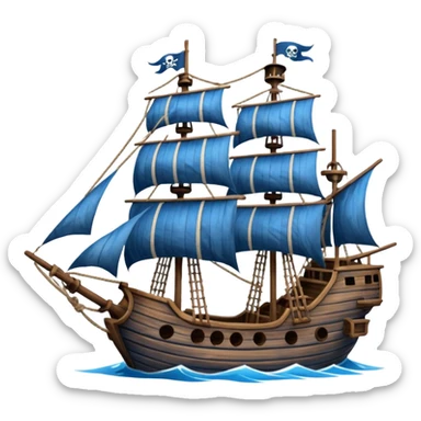 blue pirate ship sticker