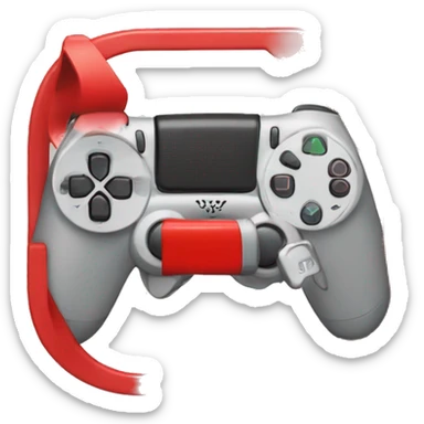 A no entry sign over a playstation controler, no backgroun sticker