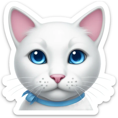 white cat with a pink bow and blue eyes sticker