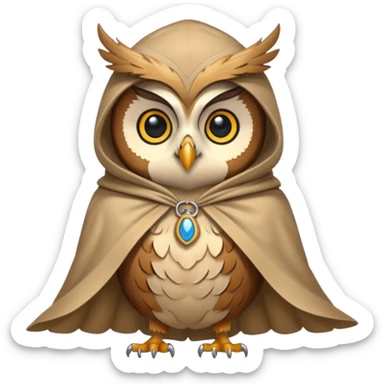 owl in beige cloak sticker