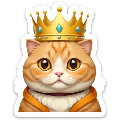 Orange Scottish fold with crown, folded ears sticker