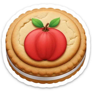 Emoji of a package of quince-flavored cookie-type biscuits, with some round biscuits and the red center visible. sticker