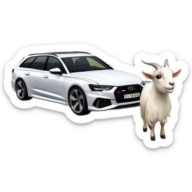 Goat driving Audi RS6 sticker