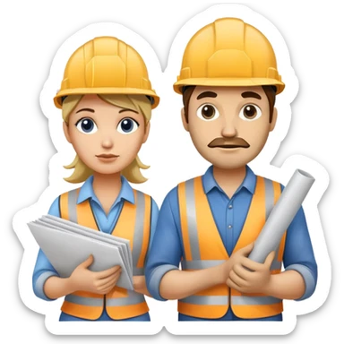 Woman and man builders sticker