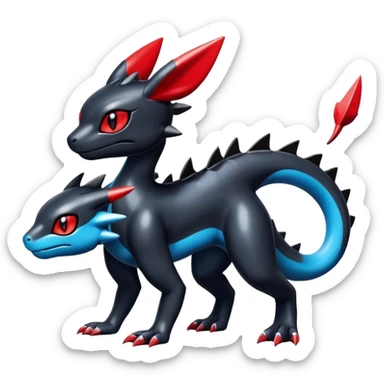 Cute Shiny Guilmon-Salandit-Umbreon-Fakémon-hybrid-creature (full body)  sticker