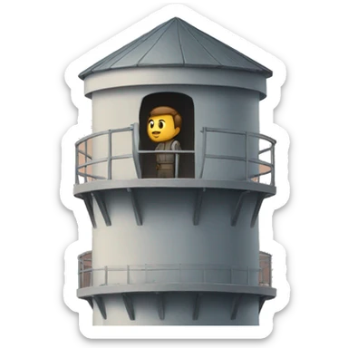 Person looking out from a watchtower  sticker