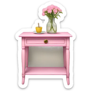 Realistic pink decorated side table sticker