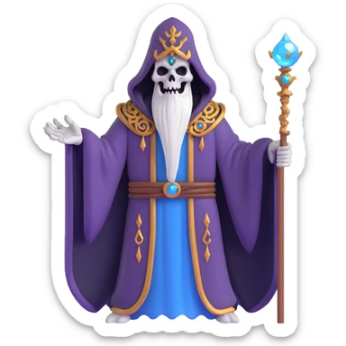 Ainz Ooal Gown undead lich with magical staff and ornate robe sticker