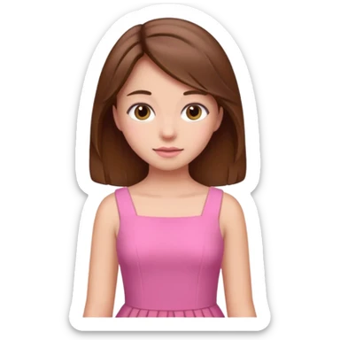 a girl with brown hair wearing a pink dress sticker