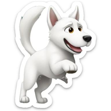 White husky hitting a wall sticker