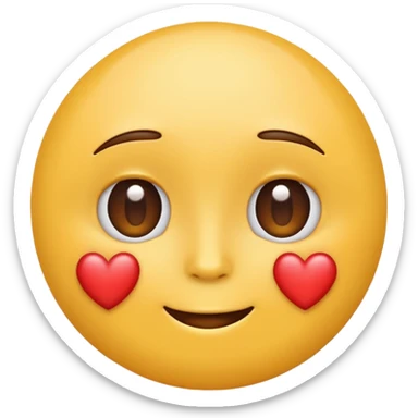 Emoji of a round yellow face with heart eyes, iPhone emoji style. Flat design, smooth gradients, rounded edges, soft shadows, clean look, white background sticker
