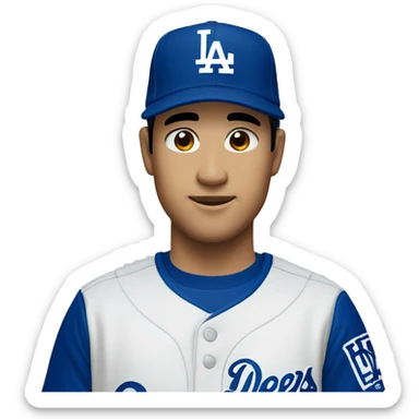 30 year old Japanese man with Dodgers cap sticker