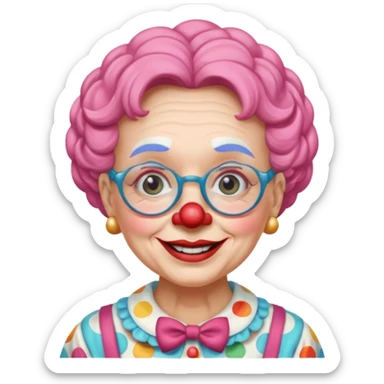 grandma clown with eyeglasses sticker