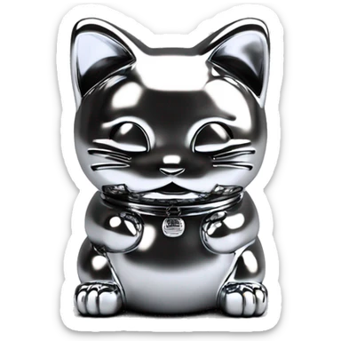 Full chrome plated solid color uncluttered maneki neko 3d sticker