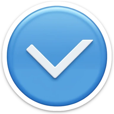 Blue circle with irregularities on it on it is boundaries and it should have a white tick no face sticker