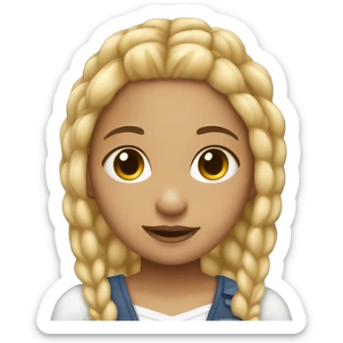 light skin girl with blondebraids sticker
