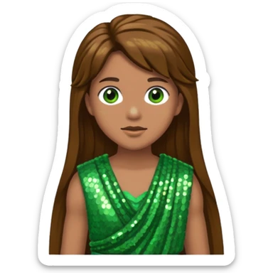 Terra from Roman Deities with long brown hair, green sequin toga sticker