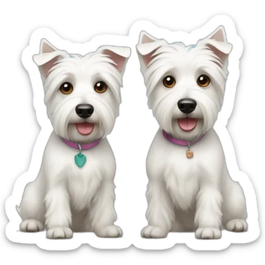 two-sister white terriers sticker
