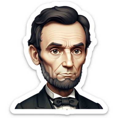 Cinematic Realistic Abraham Lincoln Portrait Emoji, depicted as a stoic iconic statesman with a tall dignified silhouette and thoughtful expression, rendered with detailed textures and dramatic historical lighting that captures his timeless presence. sticker