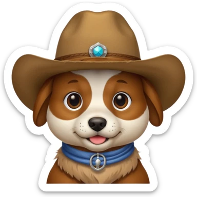 Dog with a cowboy hat sticker