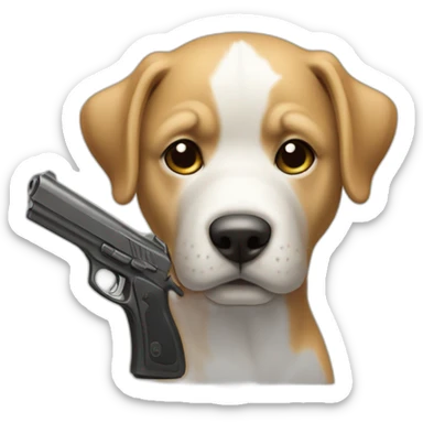 Un chien avec un pistolet sticker