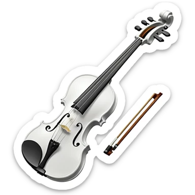 A pure white violin, sleek and elegant, animated style, soft glow, premium 3D-like shading, high resolution, minimalistic background, cheerful and visually appealing, perfect for Telegram emoji or sticker sticker