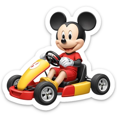Mickey Mouse driving a go kart sticker
